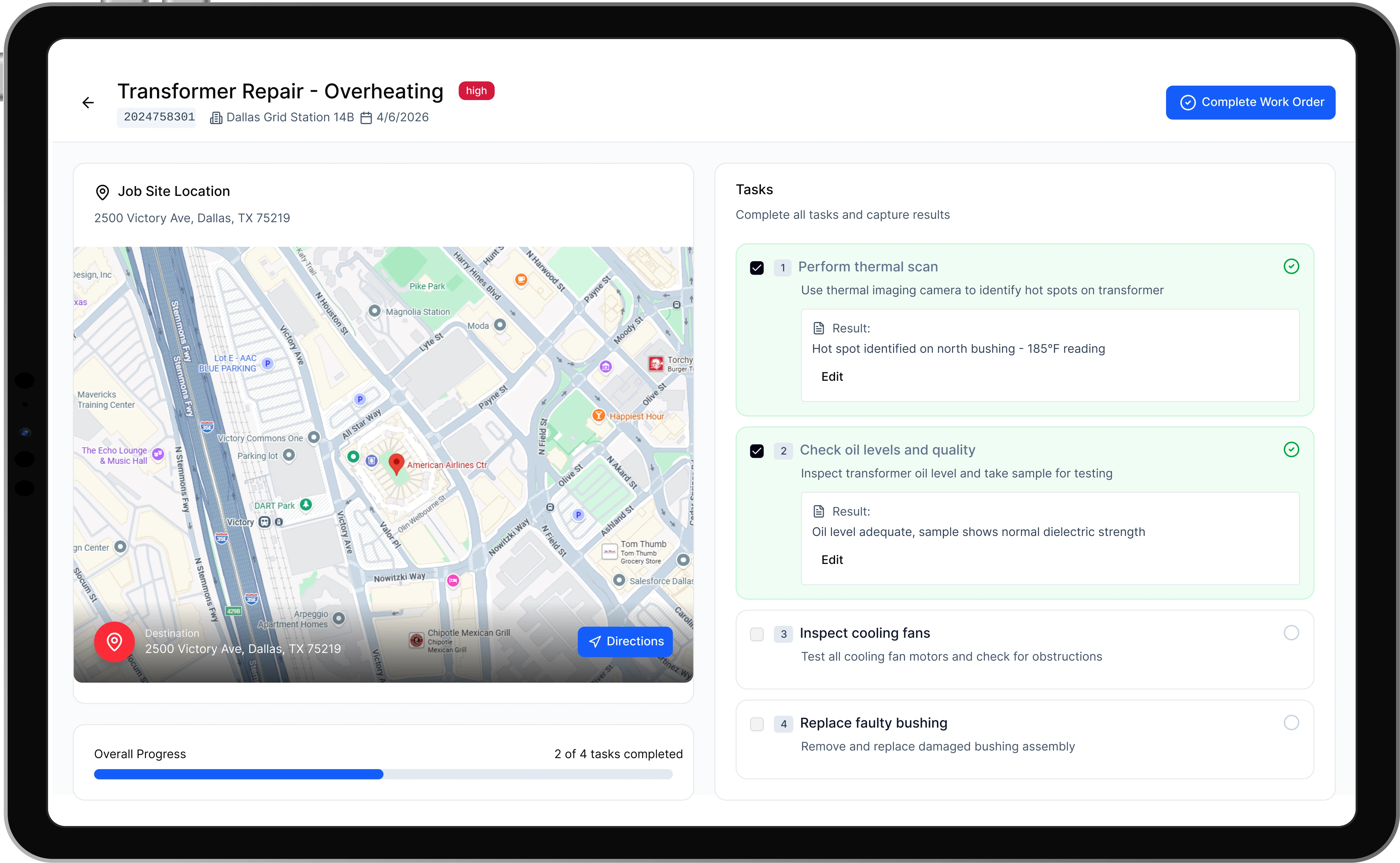 Custom business application on a mobile device