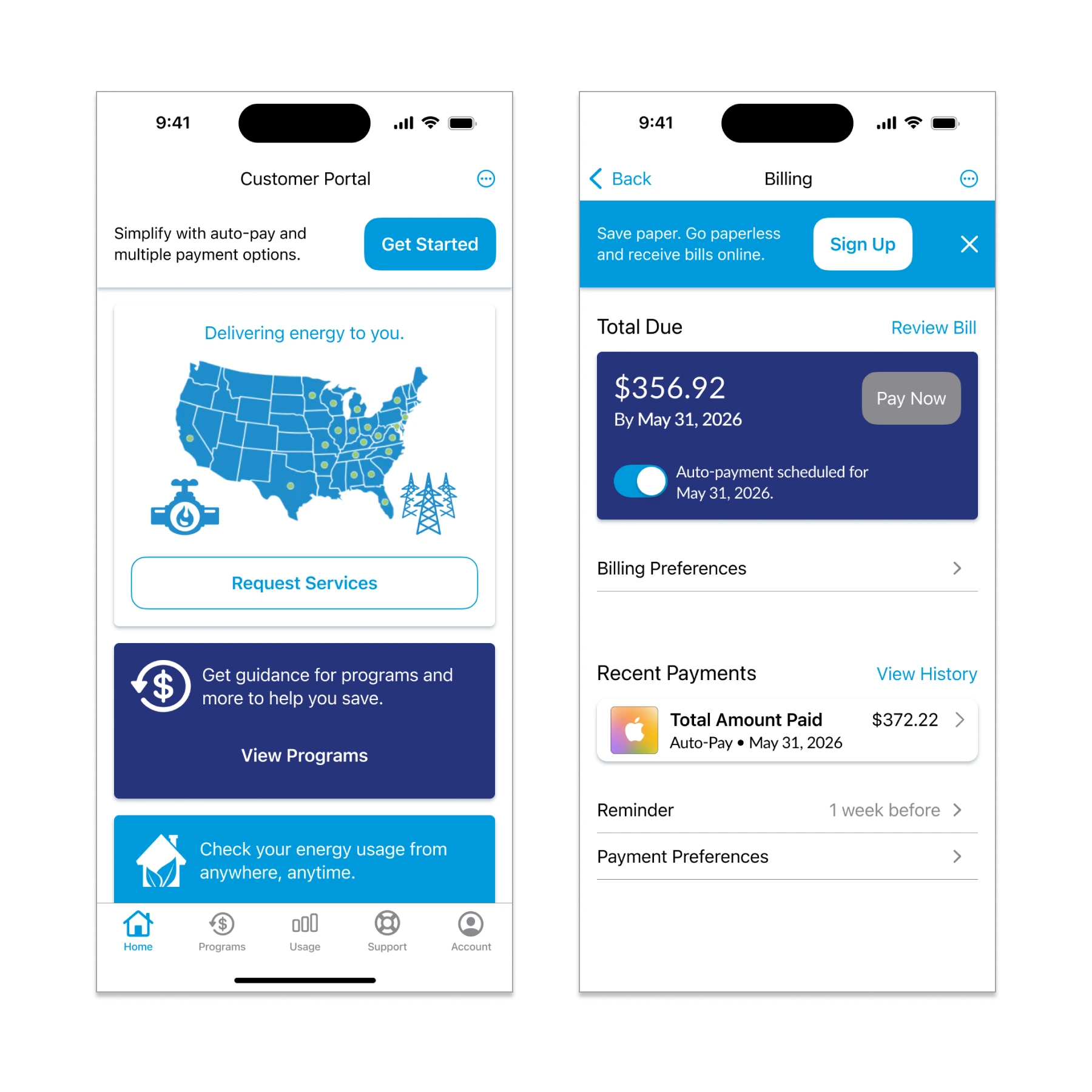 Self-service portal interface